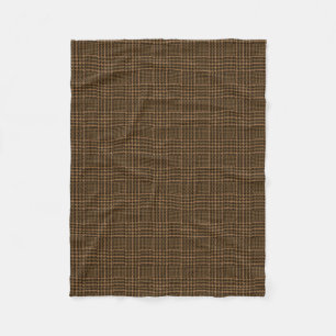 Brown Glen Check Houndstooth Plaid Pattern Fleece Blanket