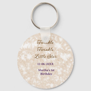 Brown glitter twinkle twinkle little star birthday key ring
