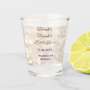 Brown glitter twinkle twinkle little star birthday shot glass