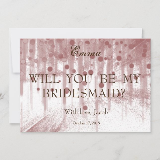 Brown Glitter Will You Be My Bridesmaid Invitation (Front)