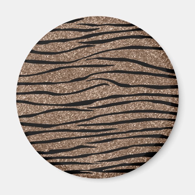 Brown glitter zebra stripes magnet (Front)