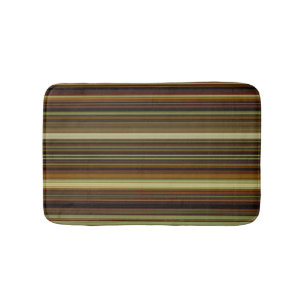 Brown Gold and Green Stripes Bath Mat