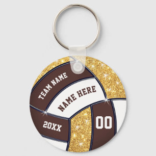 Brown, Gold and White Volleyball Party Favors Key Ring