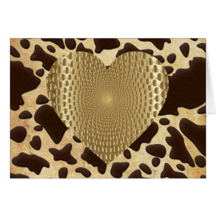 Brown & Gold Animal Print Golden Prismatic Heart