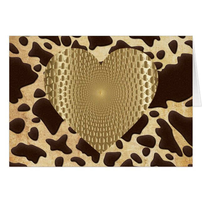 Brown & Gold Animal Print Golden Prismatic Heart (Front Horizontal)