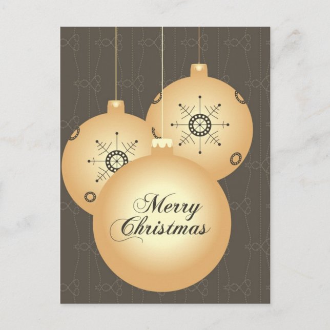 Brown Gold Black Accents Christmas Ornaments Holiday Postcard (Front)