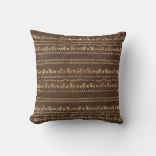 Brown  & Gold Bohemian Unicorn Pattern Cushion