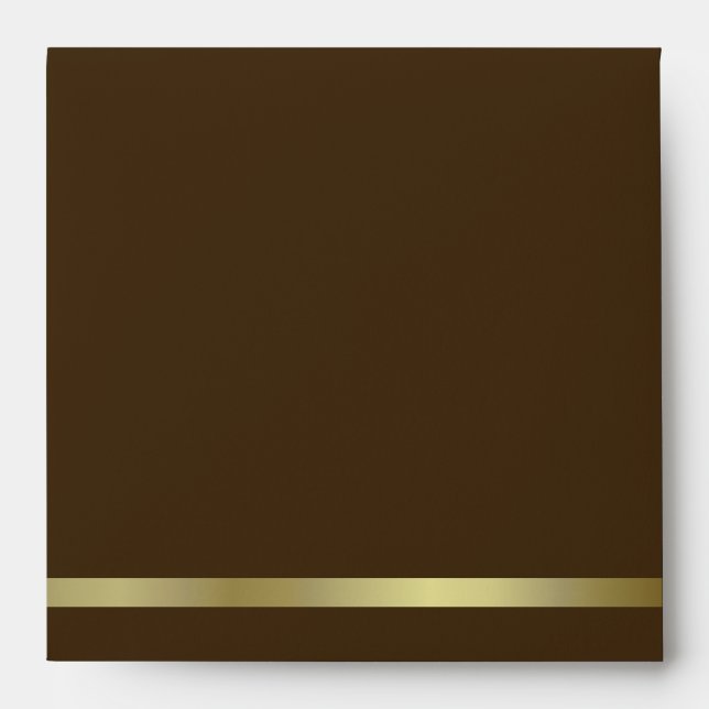 Brown & Gold Butterfly Square Invitation Envelope (Front)