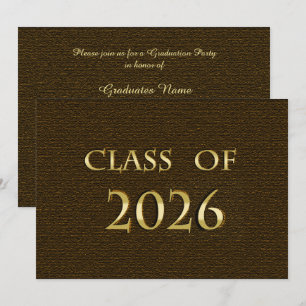 Brown & Gold Class of 2026 Graduation Party Invite