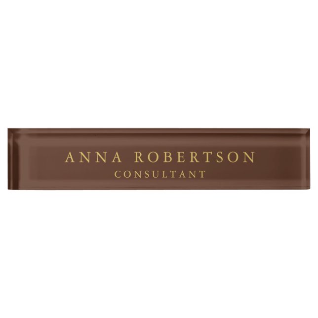 Brown Gold Colours Professional Trendy Minimalist Nameplate (Front)
