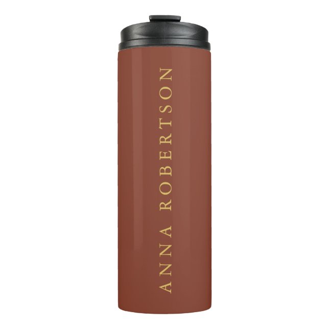 Brown Gold Colours Professional Trendy Your Name Thermal Tumbler (Front)
