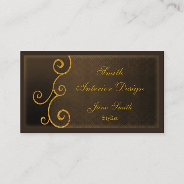 Brown Gold Elegant Business Card (Front)