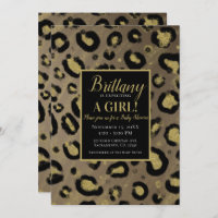 Brown Gold Glitter & Black Leopard Baby Shower