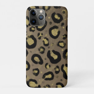 Brown Gold Glitter & Black Leopard Cheetah Print Case-Mate iPhone Case