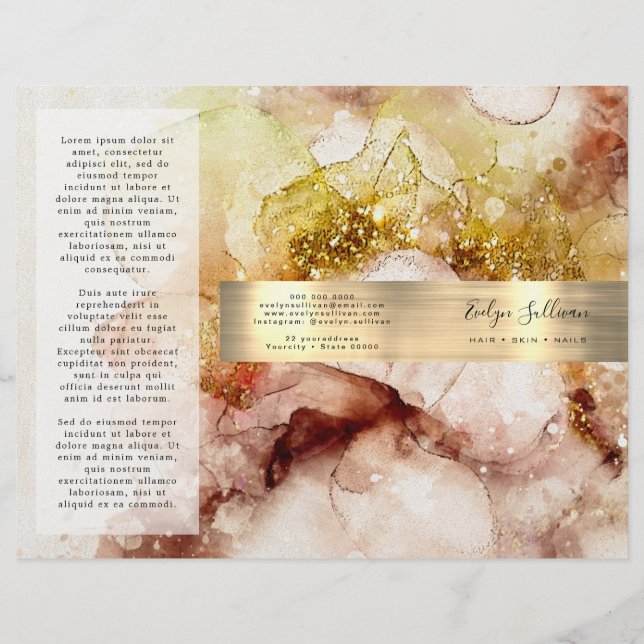 Brown gold glitter watercolor brochure (Front)