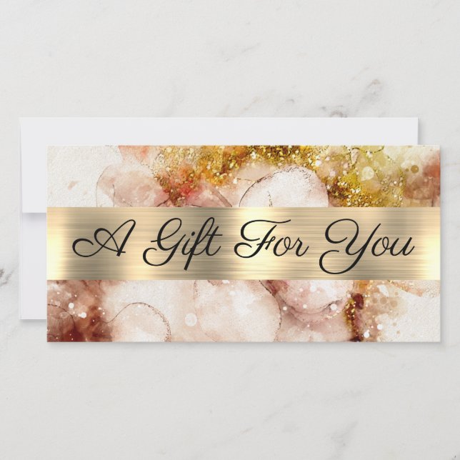 Brown Gold Glitter Watercolor Gift Certificate (Front)