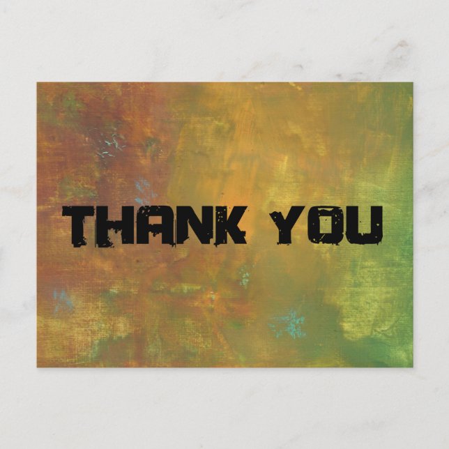 Brown Gold Green Earthy Abstract Design Thank You Postcard (Front)