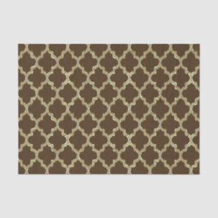 Brown & Gold Ikat Quatrefoil Geometric Pattern Tissue Paper