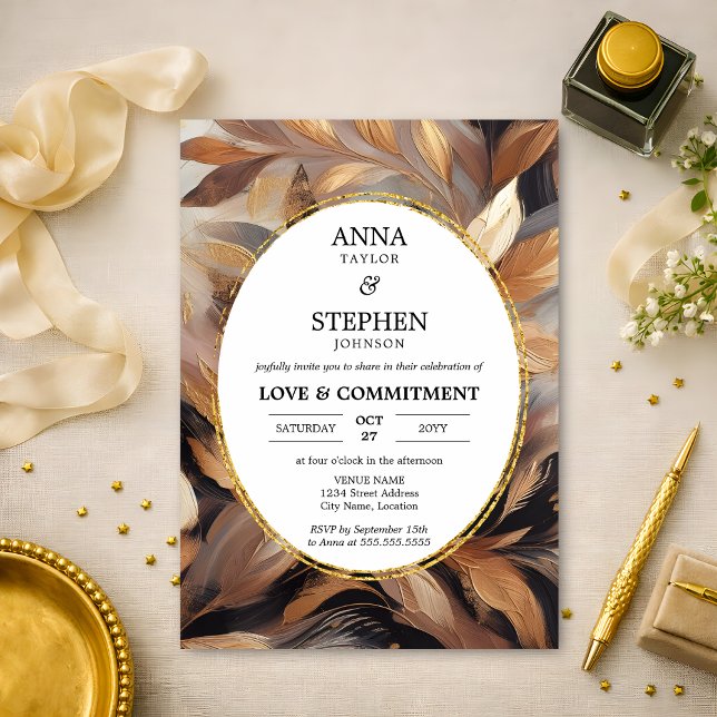 Brown & Gold Love & Commitment Ceremony Invitation (Creator Uploaded)