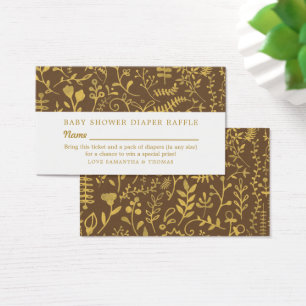 Brown & Gold Oriental Floral, Diaper Raffle Ticket