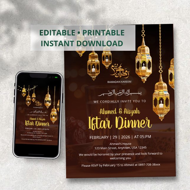 Brown & Gold Ramadan Iftar Invitation (Creator Uploaded)