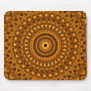 Brown & gold spirles fractal design mouse pad