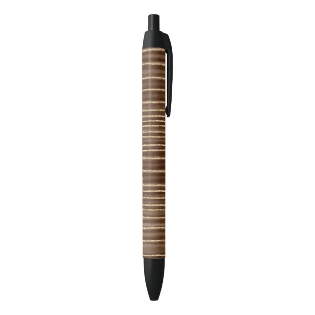 Brown Gold Stripes   Black Ink Pen (Bottom (Vertical))