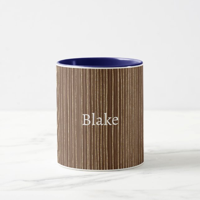 Brown Gold Stripes Christmas Mug (Center)