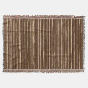 Brown Gold Stripes Christmas Throw Blanket