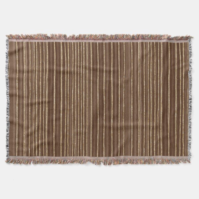 Brown Gold Stripes Christmas Throw Blanket (Front)