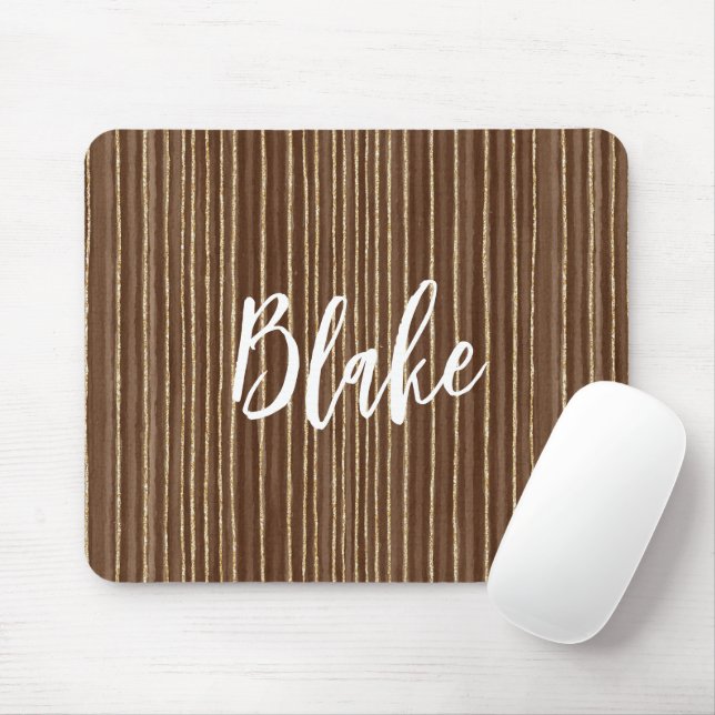 Brown Gold Stripes Mouse Pad (With Mouse)