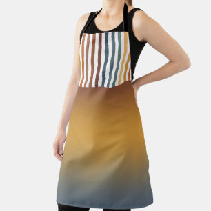 BROWN GOLD TEAL BLUE FALL GEOMETRIC PATTERN APRON