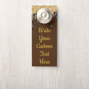 Brown Gold Text Anniversary Party Birthday Wedding Door Hanger