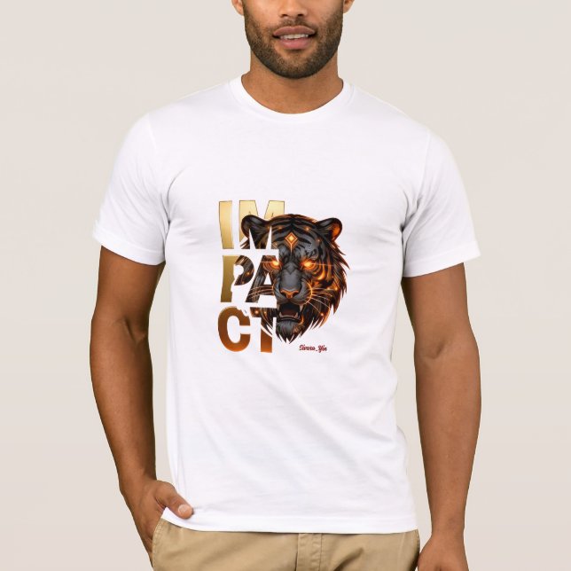 Brown Gold Tiger 'IMPACT' - Bold Gold Aesthetic T-Shirt (Front)