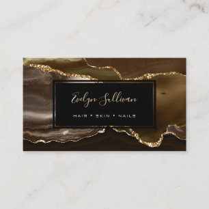 brown gold watercolor agate business card