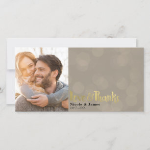 Brown Gold Wedding Photo Love & Thanks Thank You