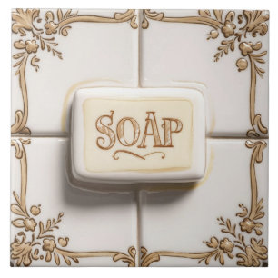 Brown Gold & White Bar of Soap Funny Bathroom Tile