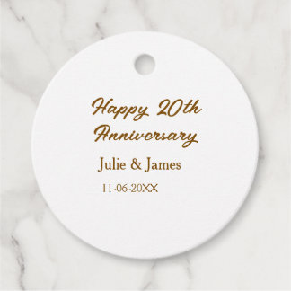 Brown golden happy 20th anniversary name datsimple favour tags