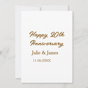 Brown golden happy 20th anniversary name datsimple invitation