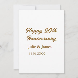 Brown golden happy 20th anniversary name datsimple invitation