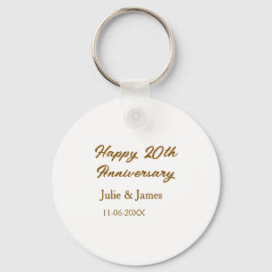 Brown golden happy 20th anniversary name datsimple key ring