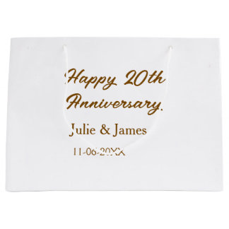 Brown golden happy 20th anniversary name datsimple large gift bag