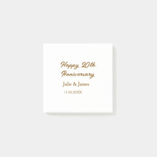 Brown golden happy 20th anniversary name datsimple post-it notes