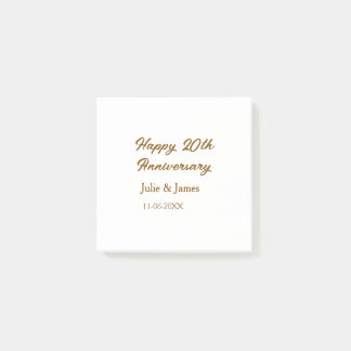 Brown golden happy 20th anniversary name datsimple post-it notes