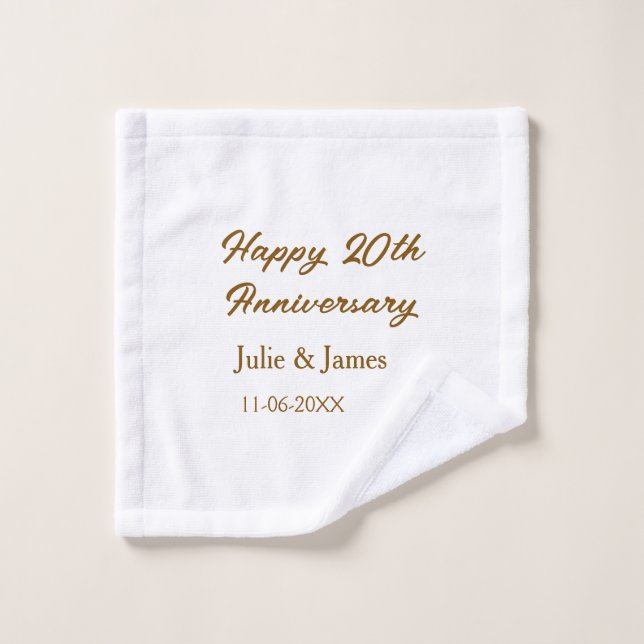 Brown golden happy 20th anniversary name datsimple wash cloth (Wash Cloth)