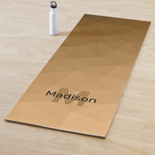Brown gradient geometric mesh pattern Monogram Yoga Mat (In Situ)
