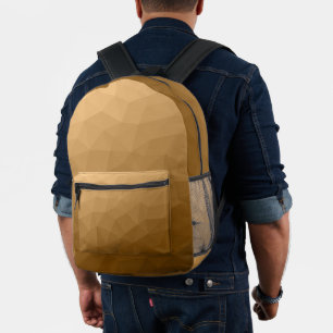 Brown Gradient Geometric Mesh Pattern Printed Backpack