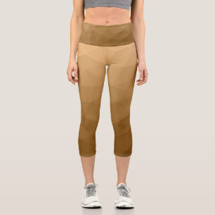 Brown gradient geometric mesh pattern triangles capri leggings