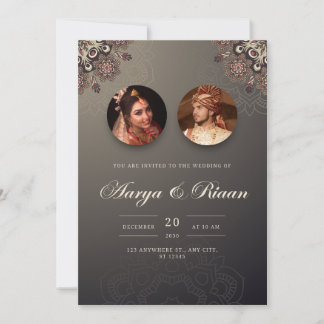 Brown Gradient traditional Indian wedding  Invitation