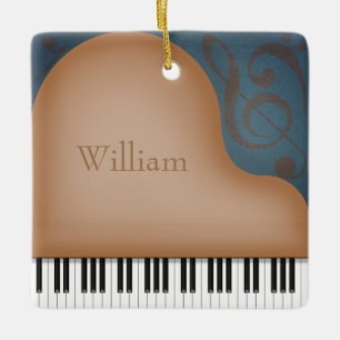 Brown Grand Piano Charming Musical Keepsake Ceramic Ornament